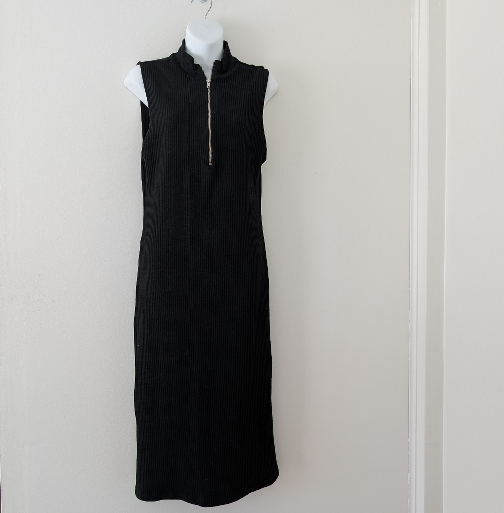 Zara Ribbed Half Zip Midi Dress